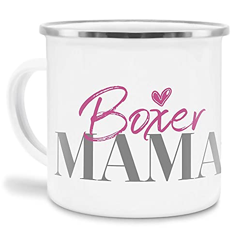 PfotenSchild Emaille Tasse - Hunderassen Mama - Metalltasse für Hundefreunde - Persönliche Geschenkidee - Hundetasse für Hundemama Boxer Rand Silber - 300 ml PfotenSchild Emaille Tasse - Hunderassen Mama - Metalltasse für Hundefreunde - Persönliche Geschenkidee - Hundetasse für Hundemama Boxer Rand Silber - 300 ml von PfotenSchild