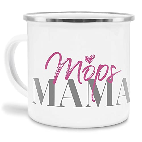 PfotenSchild Emaille Tasse - Hunderassen Mama - Metalltasse für Hundefreunde - Persönliche Geschenkidee - Hundetasse für Hundemama Mops Rand Silber - 300 ml PfotenSchild Emaille Tasse - Hunderassen Mama - Metalltasse für Hundefreunde - Persönliche Geschenkidee - Hundetasse für Hundemama Mops Rand Silber - 300 ml von PfotenSchild