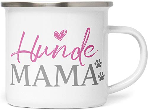 Emaille Tasse mit Spruch - Hundemama - Metalltasse für die Hundebesitzerin - Kaffeebecher mit Hundespruch - persönliche Geschenkidee von PfotenSchild