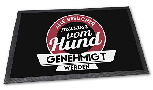 PfotenSchild Fußmatte mit lustigem Spruch - Alle Besucher - 60 x 40 cm - Fußabtreter für Hundebesitzer - Witzige Geschenkidee für Freunde mit Hund von PfotenSchild