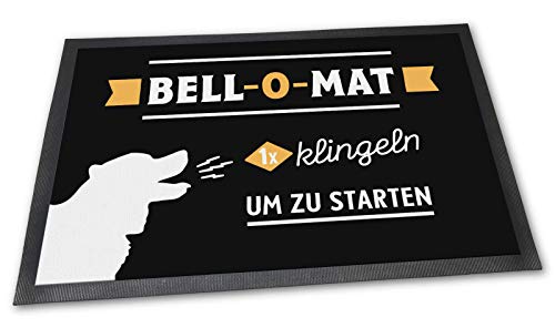 PfotenSchild Fußmatte mit lustigem Spruch - Bell-O-mat - 60 x 40 cm - Fußabtreter für Hundebesitzer Familie mit Hund von PfotenSchild