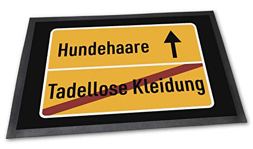 PfotenSchild Fußmatte mit lustigem Spruch - Hundehaare - 60 x 40 cm - Witziges Geschenk für Hundebesitzer - Fußabtreter für Freunde mit Hund von PfotenSchild