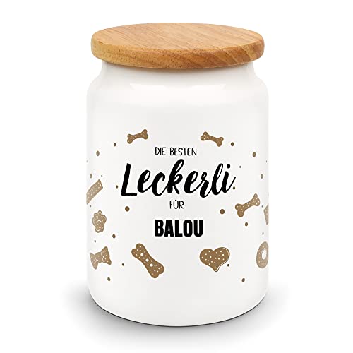 PfotenSchild Große Leckerlidose selbst gestalten - personalisiert mit Namen für Hunde und Katzen - Aufbewahrungsdose für Snacks - tolle Geschenkidee - aus Keramik mit Holzdeckel PfotenSchild Große Leckerlidose selbst gestalten - personalisiert mit Namen für Hunde und Katzen - Aufbewahrungsdose für Snacks - tolle Geschenkidee - aus Keramik mit Holzdeckel von PfotenSchild