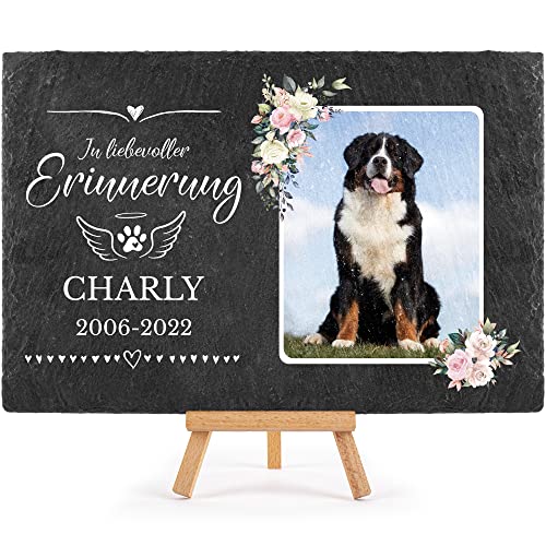 PfotenSchild Schieferplatte Gedenktafel für Hund & Katze - mit Foto und Name Bedrucken - In liebevoller Erinnerung - Tiergrabstein, wetterfest - Schiefertafel 20x30cm I personalisiert PfotenSchild Schieferplatte Gedenktafel für Hund & Katze - mit Foto und Name Bedrucken - In liebevoller Erinnerung - Tiergrabstein, wetterfest - Schiefertafel 20x30cm I personalisiert von PfotenSchild