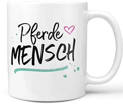 Tasse mit Spruch - Pferdemensch - Hochwertige, weiße Keramiktasse für Pferdefans - spülmaschinenfest, 300 ml von PfotenSchild