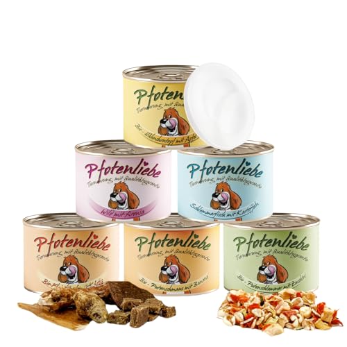 Pfotenliebe Bio-Hundefutter, Schnupperpaket mit verschiedenen Sorten, ausgezeichnete Bio Qualität seit 2007, 6x200g von Pfotenliebe