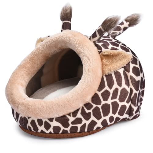 Pfotenolymp Kleintierhaus Bett Cave - 1 Weiche Kissen Schlafsack Nest - Ideal als meerschweinchen Bett, kaninchenhaus Bett, Ratten Bett, Fretchen Bett- Dunkelbraun von Pfotenolymp