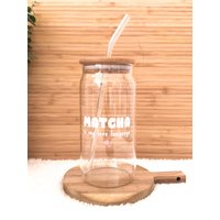 Trinkglas Mit Glasstrohhalm | „Matcha Is My Love Language" Matcha Lover Iced Glas Bambusdeckel Und Strohhalm von PfotenundToertchen