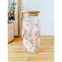 Trinkglas Mit Glasstrohhalm | Donut Süßigkeiten Pink Sweets Eiskaffee Glas Bambusdeckel Und Strohhalm Trinkglas Mit Glasstrohhalm | Donut Süßigkeiten Pink Sweets Eiskaffee Glas Bambusdeckel Und Strohhalm von PfotenundToertchen