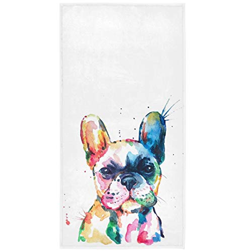 Wamika Französische Bulldogge Welpe Handtücher 40,6 x 76,2 cm Aquarell Hund bunt Kunst Badezimmer Handtuch weich saugfähig Hirsch kleines Badetuch Küche Geschirr Gästehandtuch Zuhause Dekorationen von Pfrewn