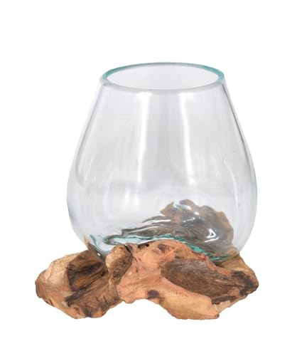 Akazien Wurzelholz Glasvase, Vase, Glas 10cm von Pfronten Schmuck