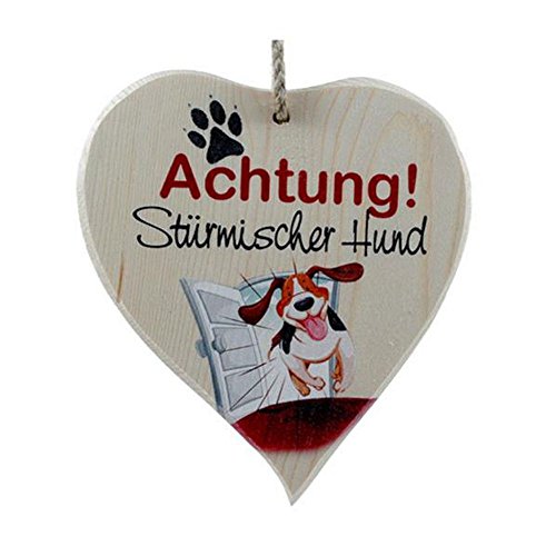 Türschild Wandschild Herz Achtung stürmischer Hund Holz für Innen von Pfronten