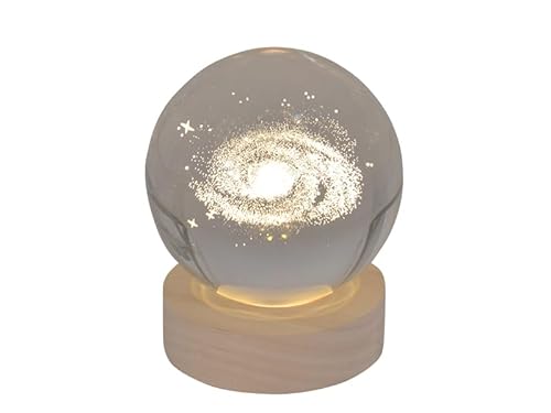 Pfrontenschmuck Gravierte Glaskugel Motiv: Galaxy mit elektrischer Beleuchtung Durchmesser 8cm Hologrammkugel von Pfrontenschmuck