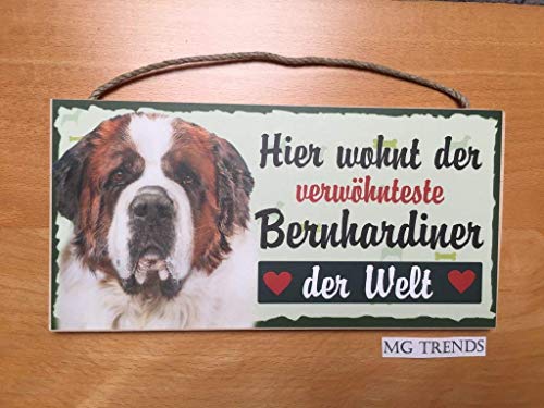 Pfrontenschmuck Türschild Bernhardiner (7) aus Holz Schild Hund deutsche Herstellung von Pfrontenschmuck