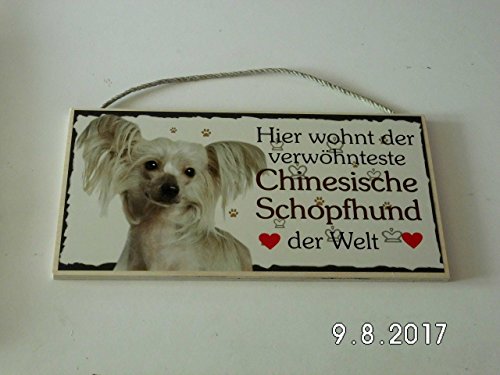 Türschild Chinesischer Schopfhund (15) aus Holz Schild Hund deutsche Herstellung von Pfrontenschmuck