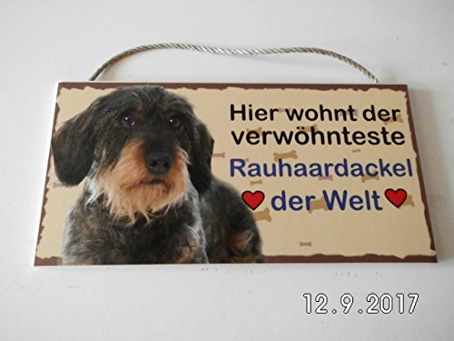 Türschild Rauhaardackel (52) aus Holz Schild Hund deutsche Herstellung von Pfrontenschmuck
