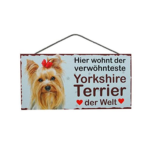 Türschild Yorkshire Terrier (62) aus Holz Schild Hund deutsche Herstellung von Pfrontenschmuck