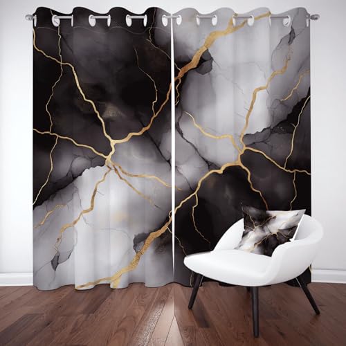 Blickdicht Gardinen Marmoriert Marmor Optik Marmor Muster Schallschutz Vorhang Abstrakt Modern Aesthetic Verdunkelungsvorhang 175 cm Lang Thermovorhang mit Ösen 2er Set Kinderzimmer Schlafzimmer von Pggong