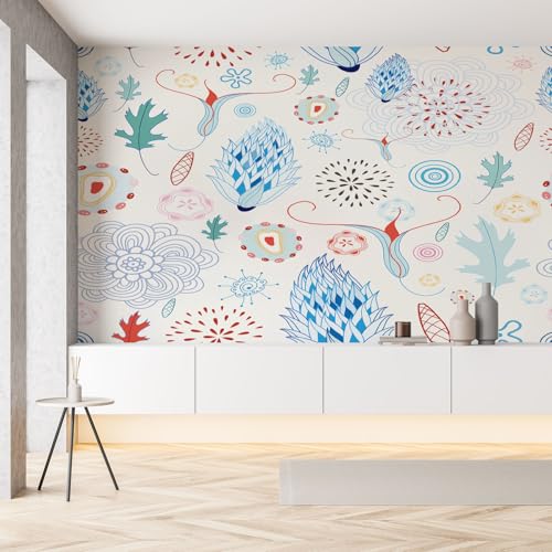 Blumen Ahornblatt Avocado Fototapete Tapete Natur Abstrakt Floral Minimalismus Selbstklebende Tapeten 150x105 cm 3D Effekt Wandtapete Panorama Wallpaper Wanddeko Wohnzimmer Kinderzimmer von Pggong