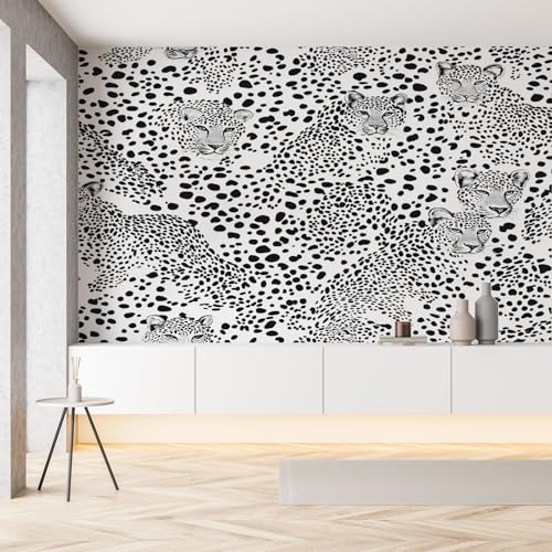 Leopardenmuster Tier Gedruckt Seide Tapete Kinderzimmer Afrikanische Wildtier Schwarz Weißer Fototapete 3D Effekt 250x175 cm Tapeten Selbstklebende Wandtapete Panorama Wanddeko Wohnzimmer Schlafzimmer Leopardenmuster Tier Gedruckt Seide Tapete Kinderzimmer Afrikanische Wildtier Schwarz Weißer Fototapete 3D Effekt 250x175 cm Tapeten Selbstklebende Wandtapete Panorama Wanddeko Wohnzimmer Schlafzimmer von Pggong