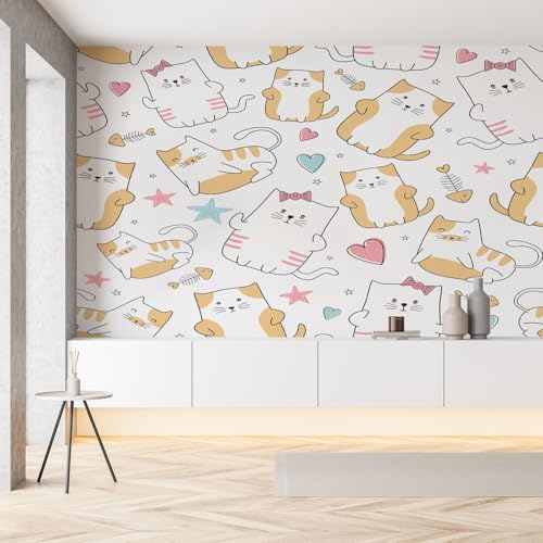 Niedlich Katze Fisch Katzenmotiv Fototapete Tapete Karikatur Kätzchen Haustier Herzen Selbstklebende Tapeten 150x105 cm 3D Wandtapete Panorama Wallpaper Wanddeko Wohnzimmer Kinderzimmer Dekoration Niedlich Katze Fisch Katzenmotiv Fototapete Tapete Karikatur Kätzchen Haustier Herzen Selbstklebende Tapeten 150x105 cm 3D Wandtapete Panorama Wallpaper Wanddeko Wohnzimmer Kinderzimmer Dekoration von Pggong