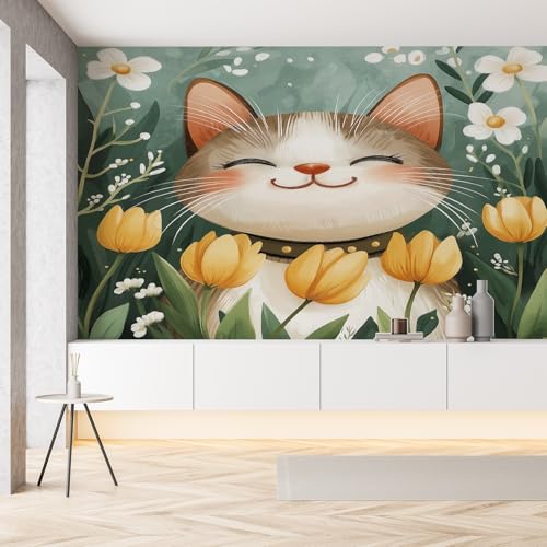 Niedlich Katze Tulpe Blumen Wandtapete Selbstklebende Karikatur Katzenmotiv Floral Pflanze Fototapete Seide Tapete 3D Effekt 200x140 cm Panorama Tapete Wanddeko Tapeten Wohnzimmer Kinderzimmer Niedlich Katze Tulpe Blumen Wandtapete Selbstklebende Karikatur Katzenmotiv Floral Pflanze Fototapete Seide Tapete 3D Effekt 200x140 cm Panorama Tapete Wanddeko Tapeten Wohnzimmer Kinderzimmer von Pggong