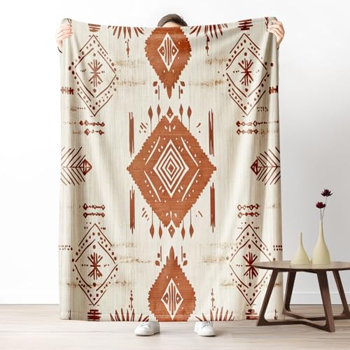 Pggong Azteken Tribal Ethno Decke 150x200cm, Navajo Southwest Kuscheldecke Flauschig, Weiche Flanell überwurfdecke, Geometrie Ureinwohner Fleecedecke Waschbar Wohndecke für Bett Couch von Pggong