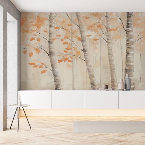 Wald Ahornblatt Jungle Baum Fototapete Tapete Herbst Pflanze Blatter Laub Selbstklebende Tapeten 150x105 cm 3D Effekt Wandtapete Panorama Wallpaper Wanddeko Wohnzimmer Kinderzimmer von Pggong