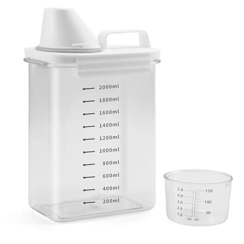 Pgtc Luftdichter Waschmittelspender Mit Messbecher, Mehrzweck-Waschpulverspender Waschpulver Dose Waschpulver-BehäLter Aufbewahrungseimer Waschmittelbox FüR WeichspüLer (2300ml) von Pgtc