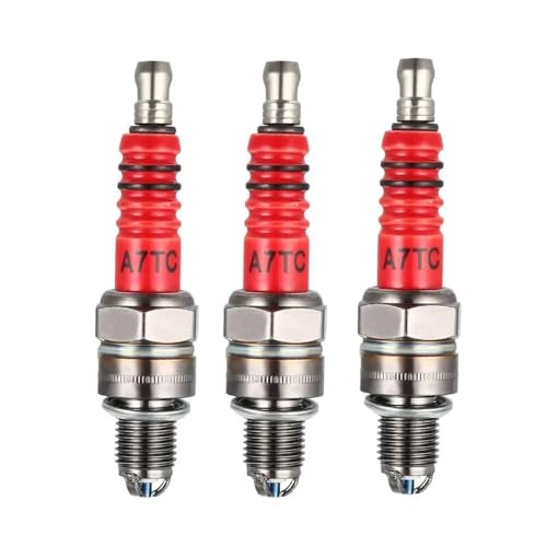 1-2-3 stücke A7TC 3 Elektrode Zündkerze Fit for 50cc 110cc 125cc 150cc ATV Roller Dirt Bike Go Kart(3pcs) von PhGKBz