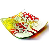 Handgemachte Schale Aus Glas Baum Der Liebe - Lebendiges Rot & Gelb Hergestellt Aus Recycelten Materialien von PhaedraGlassGifts