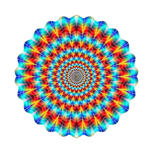 Phamouu Windspinner, 3D-drehbar, Edelstahl, Windskulpturen, Durchmesser 25 cm, hängende Metalldekorationen für drinnen und draußen, Garten, Hof, Balkon, Dekoration, Blau Orange von Phamouu