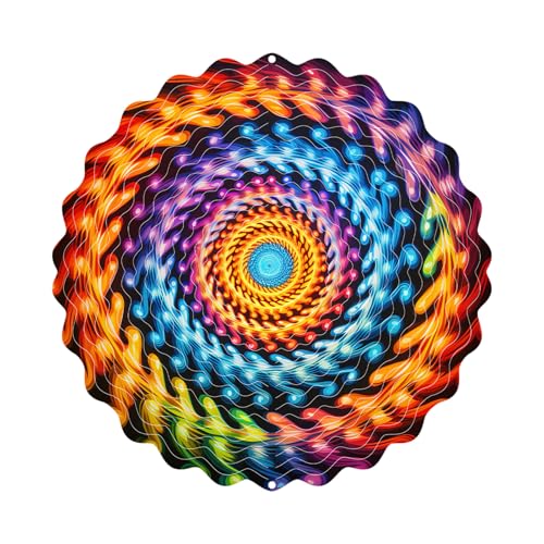 Phamouu Windspinner, 3D-drehbar, Edelstahl, Windskulpturen, Durchmesser 25 cm, hängende Metalldekorationen für drinnen und draußen, Garten, Hof, Balkon, Dekoration, Flamme von Phamouu