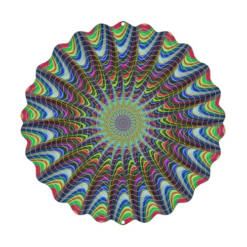 Phamouu Windspinner, 3D-drehbar, Edelstahl, Windskulpturen, Durchmesser 25 cm, hängende Metalldekorationen für drinnen und draußen, Garten, Hof, Balkon, Dekoration, Radiale Form von Phamouu