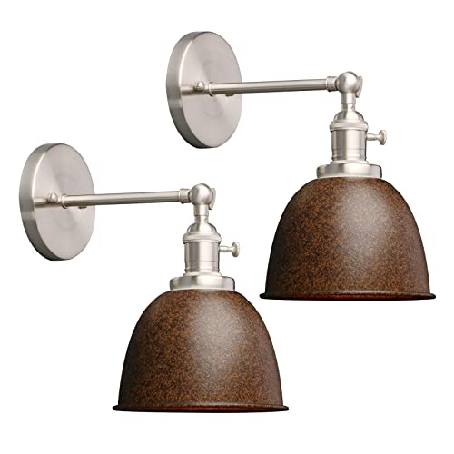 Phansthy 2 Stücke Wandleuchte mit Metall-Schirm Wandlampe Industrial Design, Innen Vintage Loft-Wandlampe E27 max. 40W für Wohnzimmer Schlafzimmer Büro Küche Flur Küche(Nachahmung Rost) von Phansthy