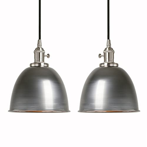 Phansthy 2 Stücke Pendelleuchte Esstisch Vintage Klarlack Industrial Metall Lampenschirm Hängeleuchte,Hängelampe, Küchenlampen Hängend Vintage, Hängelampe Esstisch, Pendellampe im Landstil (Klarlack) von Phansthy