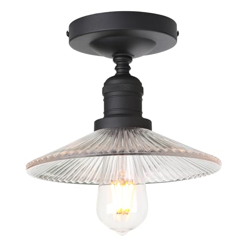 Phansthy Deckenleuchte Hängeleuchte Pendelleuchten Loft-Pendelleuchte E27 Bad lampe mit Glas Lampeschirme Kronleuchter für Korridor Kleine Zimmer Kitchen (Schwarz Farbe) von Phansthy