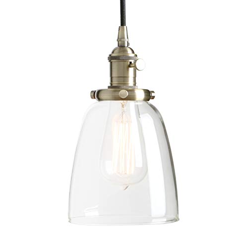 Phansthy Pendelleuchte Deckenlampe Vintage Industrie Hängeleuchte Hängelampe Lampe Kronleuchter aus Glocken Klar Glas E27 Lampenfassung Deckenleuchte für Küche Keller Wohnzimmer (Bronze Farbe) von Phansthy