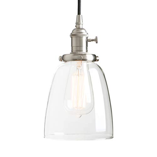 Phansthy Pendelleuchte Deckenlampe Vintage Industrie Hängeleuchte Hängelampe Lampe Kronleuchter aus Glas E27 Lampenfassung Deckenleuchte für Küche Keller Wohnzimmer (Gebürsteter Edelstahl Farbe) von Phansthy