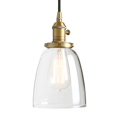 Phansthy Pendelleuchte Deckenlampe Vintage Industrie Hängeleuchte Hängelampe Lampe Kronleuchter aus Glocken Klar Glas E27 Lampenfassung Deckenleuchte für Küche Keller Wohnzimmer (antike Farbe) von Phansthy