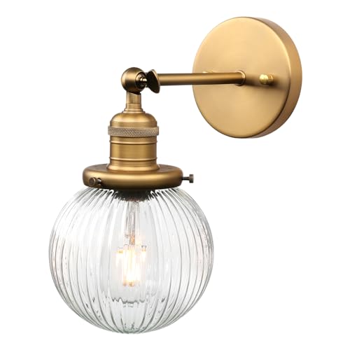 Phansthy Vintage Wandleuchte runde gestreiftem Klarglas Wandlampe Wandbeleuchtung Industrie Loft-Wandlampen Antik Deko Design Wandbeleuchtung Küchenwandleuchte im Landhausstil (Antike) von Phansthy