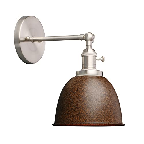 Phansthy Wandleuchten Retro Wandlampe aus Metall Deckenhalbkreis mit Schalter Verstellbar Wandspot E27 Moderne Wandleuchte Innen für Schlafzimmer Flur Eingang Wohnzimmer Küche(Nachahmung Rost) von Phansthy