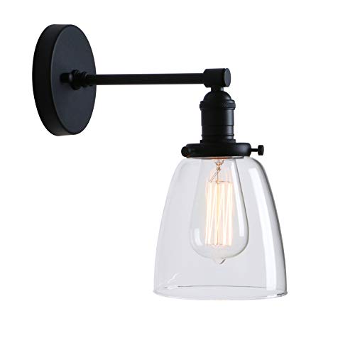 Phansthy Vintage Wandleuchte Moderne Wandlampe Deckenglocken klarglas Wandleuchten Wandbeleuchtung Industrie Loft-Wandlampe Wandbeleuchtung Küchenwandleuchte Spiegeleuchte(Schwarz Farbe) von Phansthy
