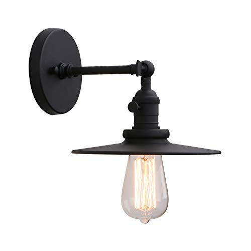 Phansthy Vintage Wandleuchte Modernes Metall Schirm Wandlampe Wandbeleuchtung Loft-Wandlampen Industrial Design, 180° Verstellbare Innen Wandlampe E27 max. 40W im Landhausstil(Schwarz Farbe) von Phansthy