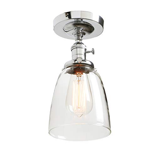 Phansthy Vintage Deckenleuchte Glocken klarglas Pendelleuchte Modernes Deckenlampe industrie Pendellampe Hängeleuchte Vintage Hängelampe Loft-Pendelleuchte in Landstil (Chrome Farbe) von Phansthy