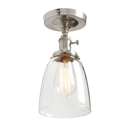 Phansthy Vintage Deckenleuchte Glocken klarglas Pendelleuchte Modernes Deckenlampe industrie Pendellampe Hängeleuchte Vintage Hängelampe Loft-Pendelleuchte in Landstil (Gebürsteter Edelstahl Farbe) von Phansthy