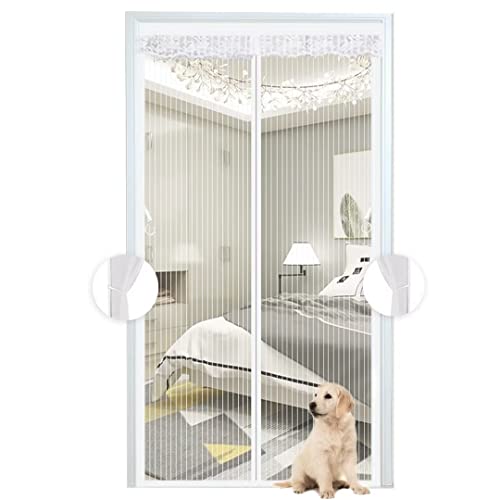 Phantasy® Weiß Fliegengitter Balkontür, Magnet Moskitonetz Tür Vorhang Insektenschutz für Balkontür, Terrassentür Kinderleichte Klebemontage Ohne Bohren, 75x200 CM von Phantasy