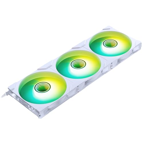 Phanteks M25-140 Gen2 Reversed Blade Dreierpack, 3 x 140 mm ARGB Hochleistungs-Lüfter, Daisy-Chain Unified Fan Frame, Infinity Mirror Hub, Einzelkabelanschluss, Weiß von Phanteks