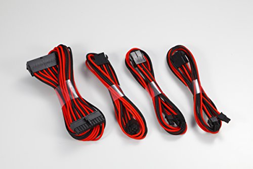 Phanteks PH-CB-CMBO_BR, 24-poliger 8-poliger (4+4) Stecker/B, 8-poliger (6+2) PCI-E-Verlängerungskabelsatz, 500 mm Länge, Schwarz/Rot von Phanteks