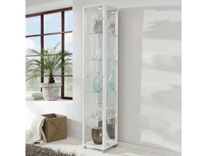 1 türige Vitrine in Weiß LED Beleuchtung von Pharao24.de